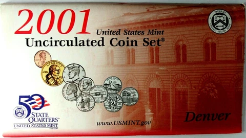 2001 D Uncirculated Mint Set Env&COA 10 CN-Clad Coins 19ual0815 Cover