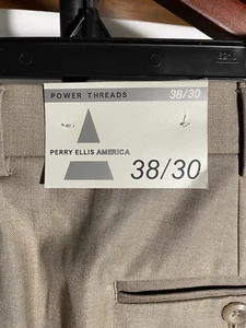 Perry Ellis America  Taupe Pleated Front Straight Leg Dress Pants Size 38/30 - Picture 1 of 11