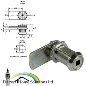 Bloqueo de cámara Hafele para llave de perfil cuadrado, longitud de hilo 13 mm / 26 mm / 32,5 mm - Imagen 1 de 6