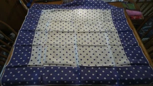 Vintage LADIES' SCARF 31"X32", Blue & White Polka Dots - Picture 1 of 1