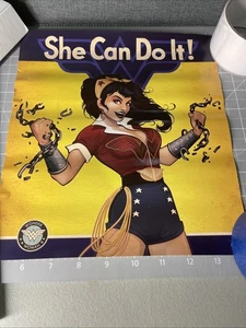 Wonder women Bombshell Poster She Can Do It! Loot Crate 10.5x9.5 1940 Pinup - Picture 1 of 10