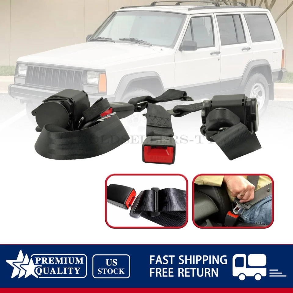 NEW 2 Set Universal 3 Point Retractable Seat Belts For 82-95 Jeep CJ YJ Wrangler Foto 1 de 4