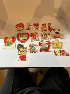 Lot Of 15 Vintage Valentines Raccoon, Dog, Top, Helicopter - Picture 1 of 11