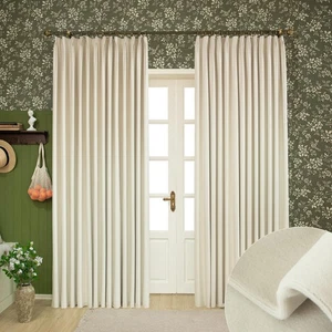 MUMFAS weicher Samt creme beige Faltenvorhang 84" B x 84" L schwer... - Bild 1 von 7