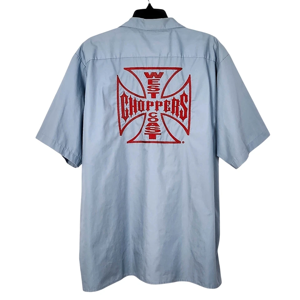Camisa abotonada vintage West Coast Choppers Jesse James Work Wear para hombre 2XL azul Foto 1 de 4