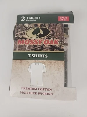 Pk. of 2 Mossy Oak Men's T-Shirts Camo/Black Moisture Wicking - Hunting Sm NEW - Image 1 of 3