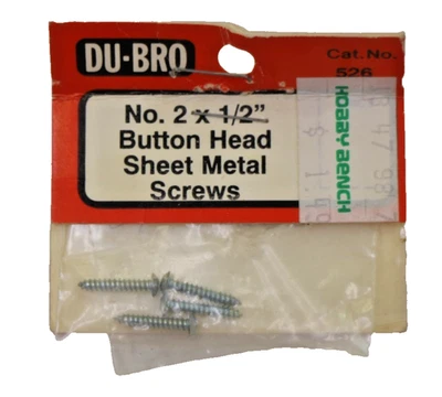 Du-Bro R/C No.2 x 1/2" Button Head Sheet Metal Screws Cat #526 - Image 1 of 2