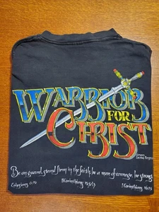 RARE Vintage 1990 Living Epistles Warrior For Christ T Shirt Black Large - Bild 1 von 18