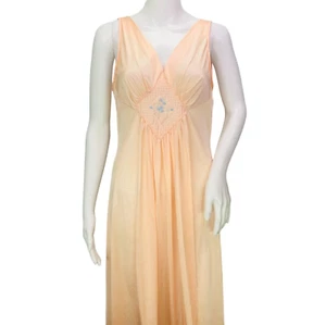 NWT VTG Vanity Fair Petal Peach Nightgown Lingerie Long Night Dress Size M - Picture 1 of 13