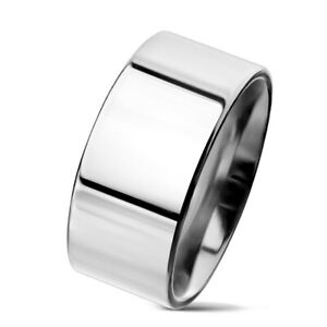 Stainless Steel Mirror Polished Plain Flat 10mm Band Ring Size 7-13