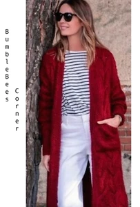 Abrigo ZARA CABLE TEJIDO Cárdigan Borgoña Suave MEZCLA LANA Trenza M Chaqueta Nuevo con Etiquetas 6771/114 - Imagen 1 de 16