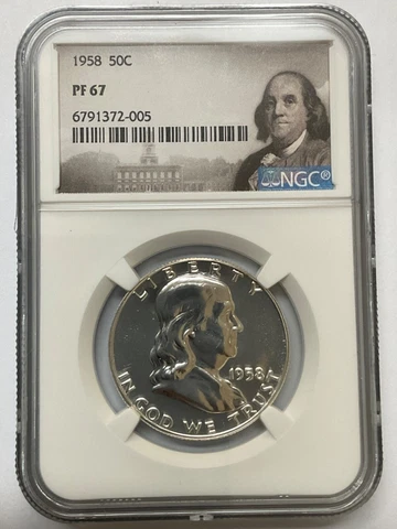 1958 FRANKLIN HALF DOLLAR 50C NGC PF 67 Cover