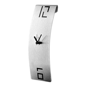 Clock Arts® Designer Edelstahl Wanduhr mit gekrümmtem Korpus | gebürstet - Picture 1 of 1