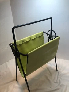 Vintage Magazine Rack Modern Avacado Green Black Sling Mid Century MCM - Picture 1 of 9