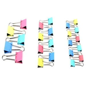 23pcs Multicoloured Fold Back Clips 3 Sizes Binder Home Work School Stationery - Picture 1 of 4