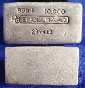 Logo vintage Engelhard toro in colata 10 troy oz 999 barra argento fine si726 - Foto 1 di 1