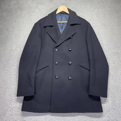 Chaquetón John Varvatos Star EE. UU. Hombres L Negro Lana Mezcla Cachemira Peso Pesado Grande Foto 1 de 4