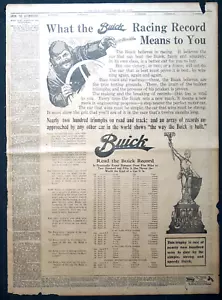 1910 Newspaper Page - Rare, Large Buick Racing Ad Record Ad - Louis Chevrolet - Picture 1 of 1