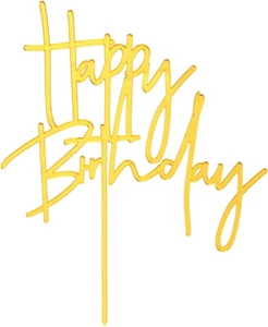 Gold DIY Happy Birthday Cake Topper Acrylic Happy Birthday Cake Sign Party Decor - Picture 1 of 36