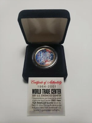 2001 US NEW YORK STATEHOOD QUARTER WORLD TRADE CENTER  W/C.O.A. - Image 1 of 4