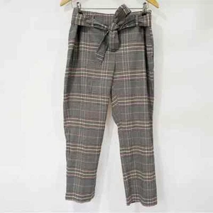 LOFT Size 10P Colorful Houndstooth Plaid Belted Straight Leg Pants Trousers - Picture 1 of 5
