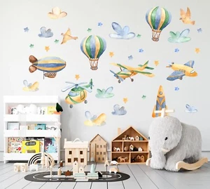 Air Transportation Hot Air Balloons Airplanes Helicopters Wall Decal Sticker - Bild 1 von 5