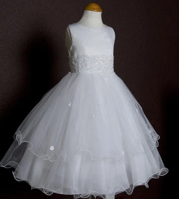 Flower girls dresses Beaded baptism Bridesmaid Prom Wedding Dresses Church Dress - Image 1 of 4