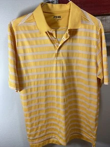 Ping Performance Mens golf polo shirt LARGE L Yellow With Stripe Logo - Picture 1 of 9