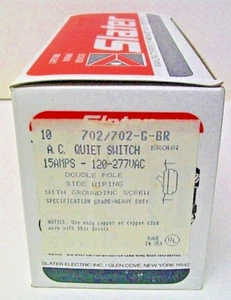 (10) Interruptor silencioso doble polo Slater 702/702-G-BR marrón 15A 120-277V resistente - Imagen 1 de 6