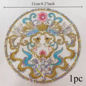 1x Sequin Embroidered Floral Bird Shaped Applique Dragon Phoenix Patch for Dress - Picture 1 of 9