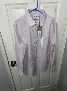 Camisa de vestir rosa a cuadros con botones manga larga sin hierro Goodfellow&Co XL para hombre - Imagen 1 de 3