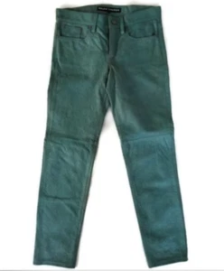 Ralph Lauren Black Label Women's Pants Turquoise Distressed Leather Size 2 XS*** - Picture 1 of 3