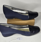Bandolino Blue Patent Leather Slip on Wedge Heel Shoes Size 8 M Dress Casual