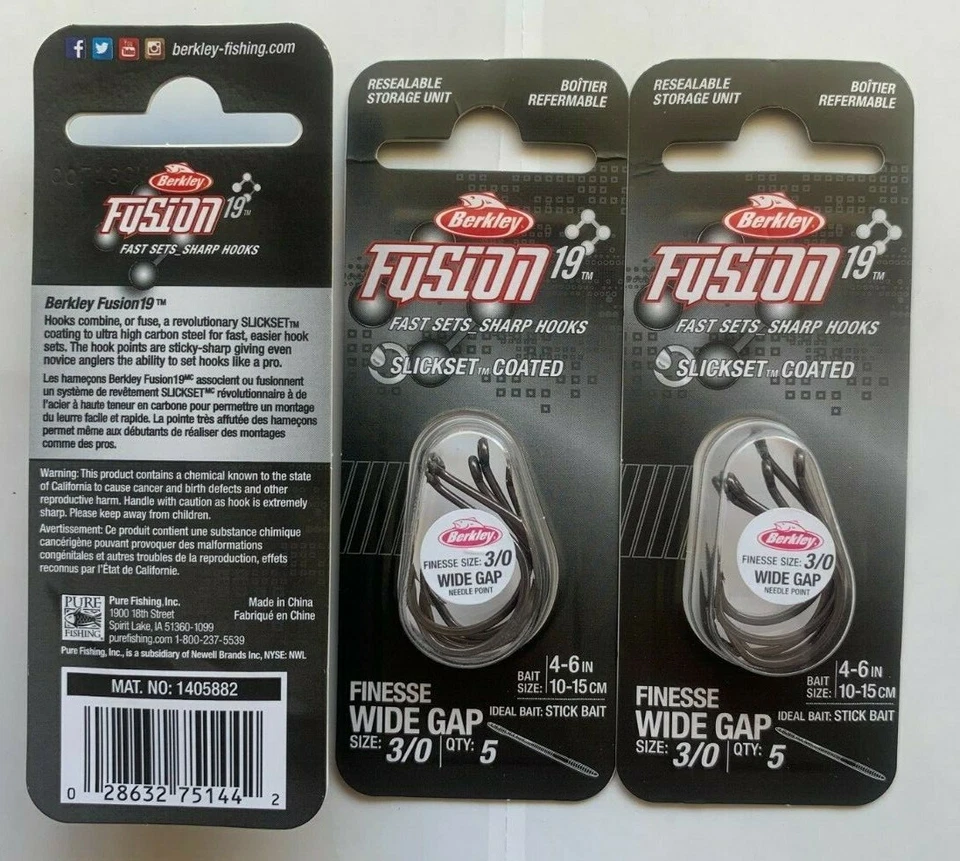 3 paquetes (15 ganchos) Ganchos pulpo Berkley Fusion 19 Finesse WhackyWide Gap talla 3/0 Foto 1 de 1