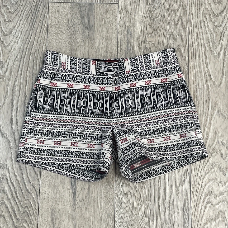Dalia Collection Geometric Chino Shorts Size 2 Black White Red 30x3 - Image 1 of 4