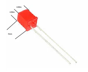 50 Pz EVERLIGHT Foro Passante LED Quadrato 0505 Rosso 583HD Indicatore 5MM Diffuso - Foto 1 di 1