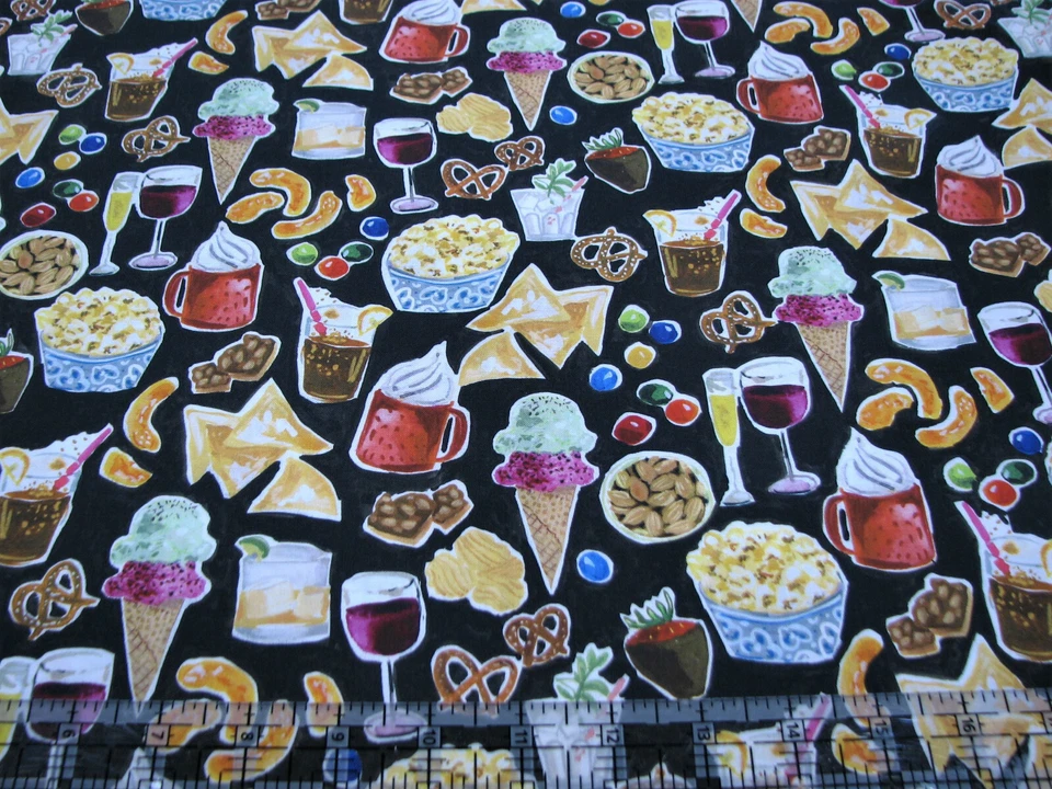 Tela de algodón edredón de 3 yardas - Tesoros atemporales Snack & Wine Time Munchies Foto 1 de 1