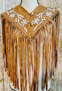 Mexican Cowboy Cape With Fringes Sz L/XL Capa Vaquera Mexicana Con Flecos - Picture 1 of 10