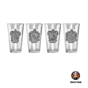 Harry Potter Hogwarts House Metal Badge Pint Glass Set – 4-Pack | Retired & New! - Picture 1 of 8