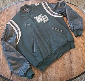 Vintage '02 Varsity Letterman Jacke XL grün Wolle Leder Fußball W Bloomfield MI  - Bild 1 von 21