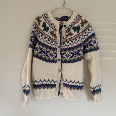 Suéter Woolrich Mujer Mediano Fair Isle Lana Mohair Cárdigan Abotonado Foto 1 de 4