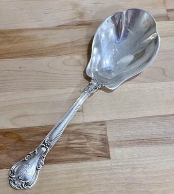 "Cuchara de servir/bayas de 9"" Chantilly de plata esterlina Gorham con monograma 114 g antigua" Foto 1 de 4