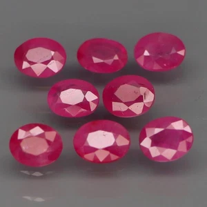 Oval 4.5x3.5 mm.Natural Top Red Pink Normal Heated Ruby Myanmar 8Pcs/2.35Ct. - Picture 1 of 6
