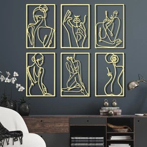 6 Pcs Metal Wall Decor Metal Abstract Woman Wall Art Modern Decor Aesthetic H... - Picture 1 of 7