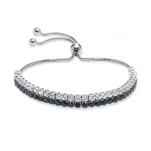 Bracciali da donna in argento sterling 925 con zirconi bianchi e neri... - Foto 1 di 5