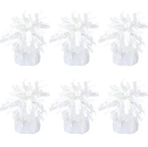 Beistle White Metallic Plastic Wrapped Balloon Weights, 5.5" x 2.5", 6 Piece - Picture 1 of 5