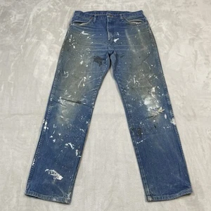 Vintage Wrangler 13MWZ Jeans 32x30 Paint Splatter Whisker Fade Distressed Grunge - Picture 1 of 7