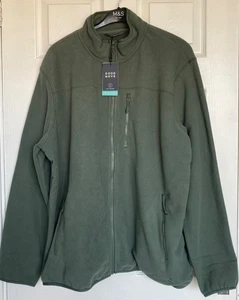 NEW M&S Goodmove Mens Moss Green  Zip Up Funnel Neck Micro Fleece Size 3XL - Picture 1 of 3