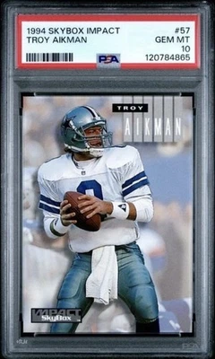 1994 Skybox Impact #57 Troy Aikman Card PSA 10 RARE Pop 17 HOF Dallas Cowboys  - Image 1 of 2
