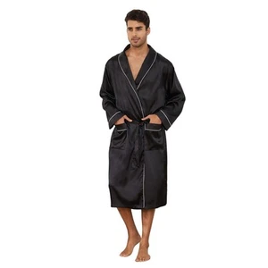 Vulcanodon Men’s Satin Robe Lightweight,Men's Luxurious Silk Kimono Bathrobe(... - Picture 1 of 5